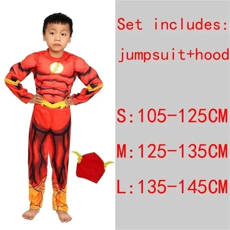Superhero Spider Man Captain America Iron Man Thor Hulk Batman Cosplay Costume Muscle Bodysuit Jumpsuit for Kids Halloween Party