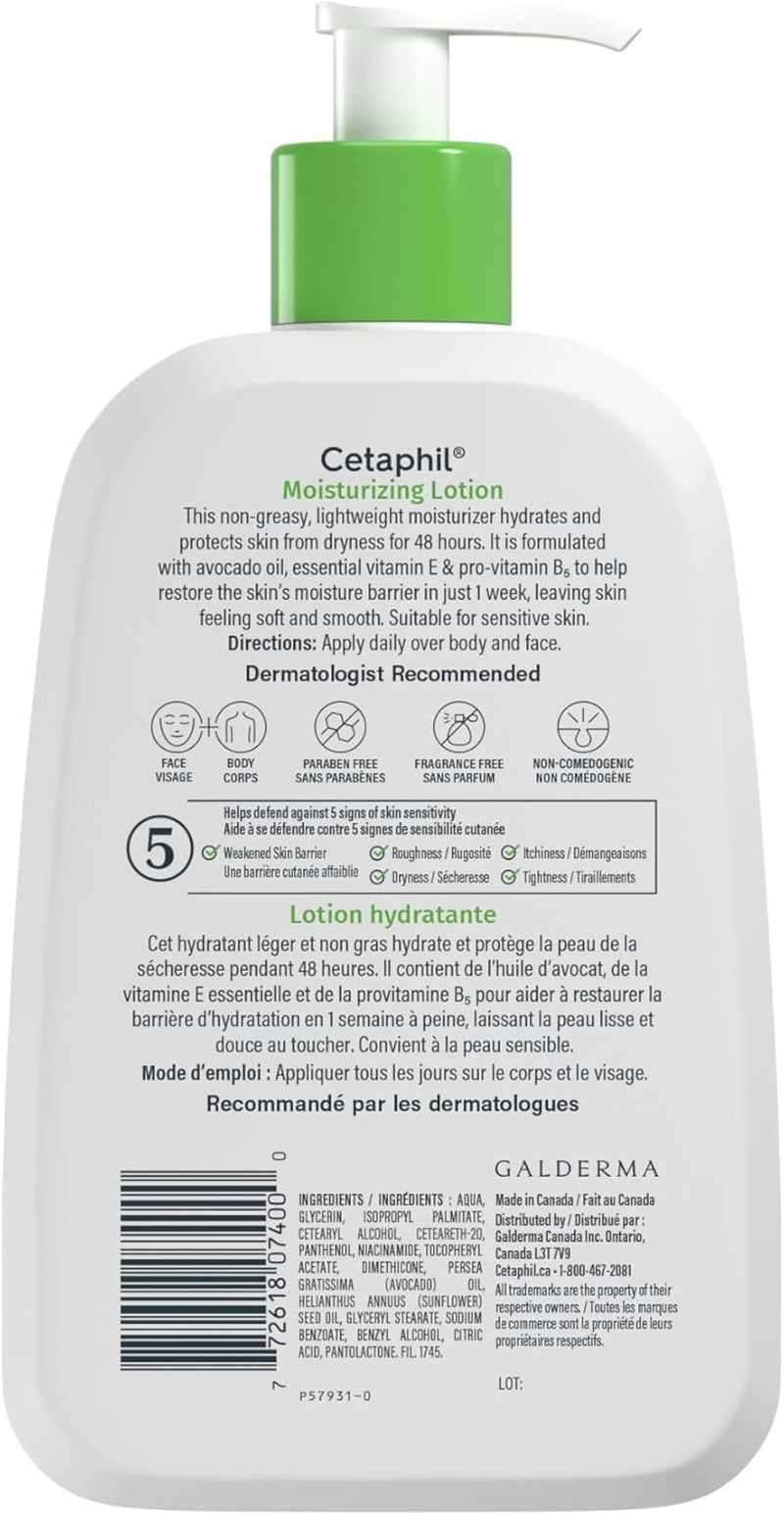 Moisturizing Lotion, Hydrating Body Lotion & Moisturizer for Sensitive & All Skin Types, Fragrance Free, Hypoallergenic, Non-Comedogenic, Dermatologist Recommended, 500 Ml