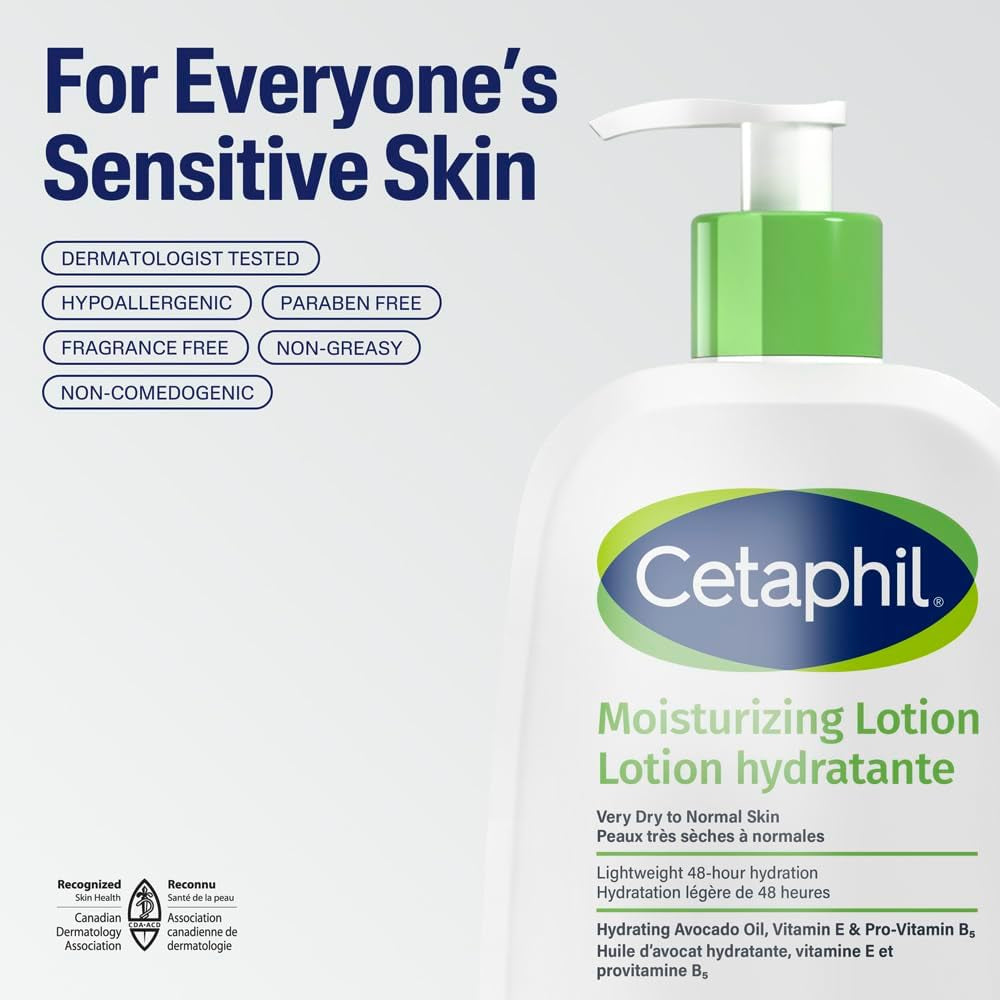 Moisturizing Lotion, Hydrating Body Lotion & Moisturizer for Sensitive & All Skin Types, Fragrance Free, Hypoallergenic, Non-Comedogenic, Dermatologist Recommended, 500 Ml