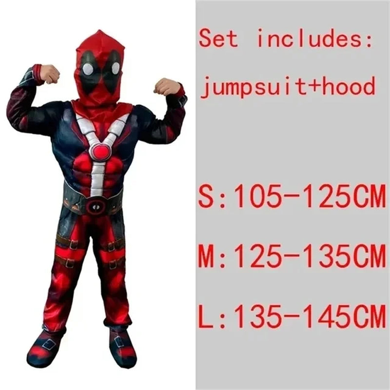 Superhero Spider Man Captain America Iron Man Thor Hulk Batman Cosplay Costume Muscle Bodysuit Jumpsuit for Kids Halloween Party