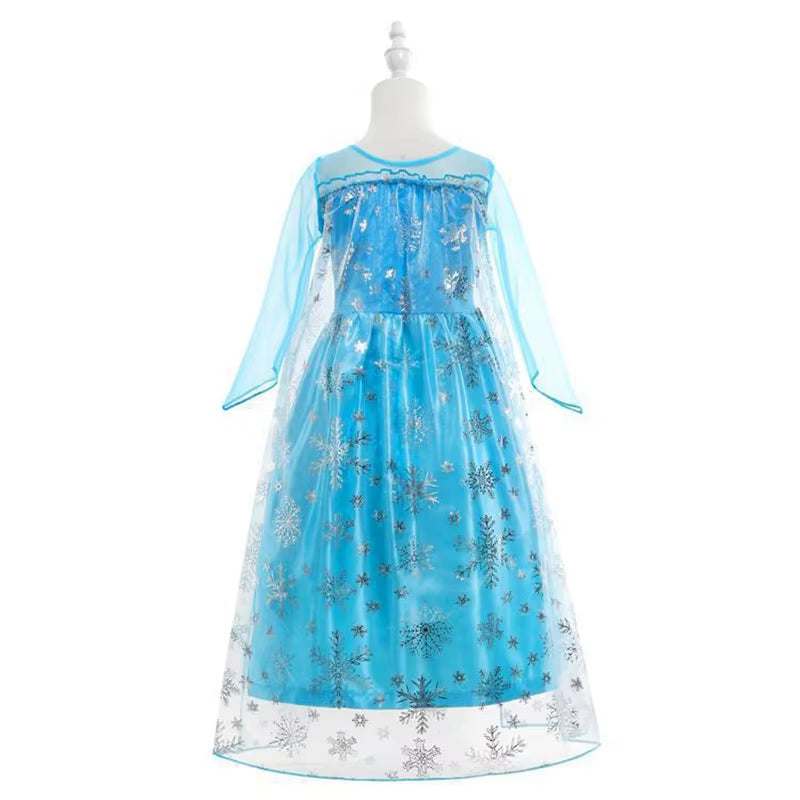 Girls Elsa Princess Dress for Long Sleeve Kids Birthday Cosplay Frozen Costume Fancy 2025 Carnival Dress up Party Costume
