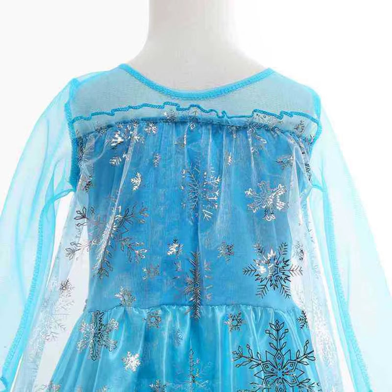 Girls Elsa Princess Dress for Long Sleeve Kids Birthday Cosplay Frozen Costume Fancy 2025 Carnival Dress up Party Costume