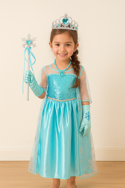 Girls Elsa Princess Dress for Long Sleeve Kids Birthday Cosplay Frozen Costume Fancy 2025 Carnival Dress up Party Costume