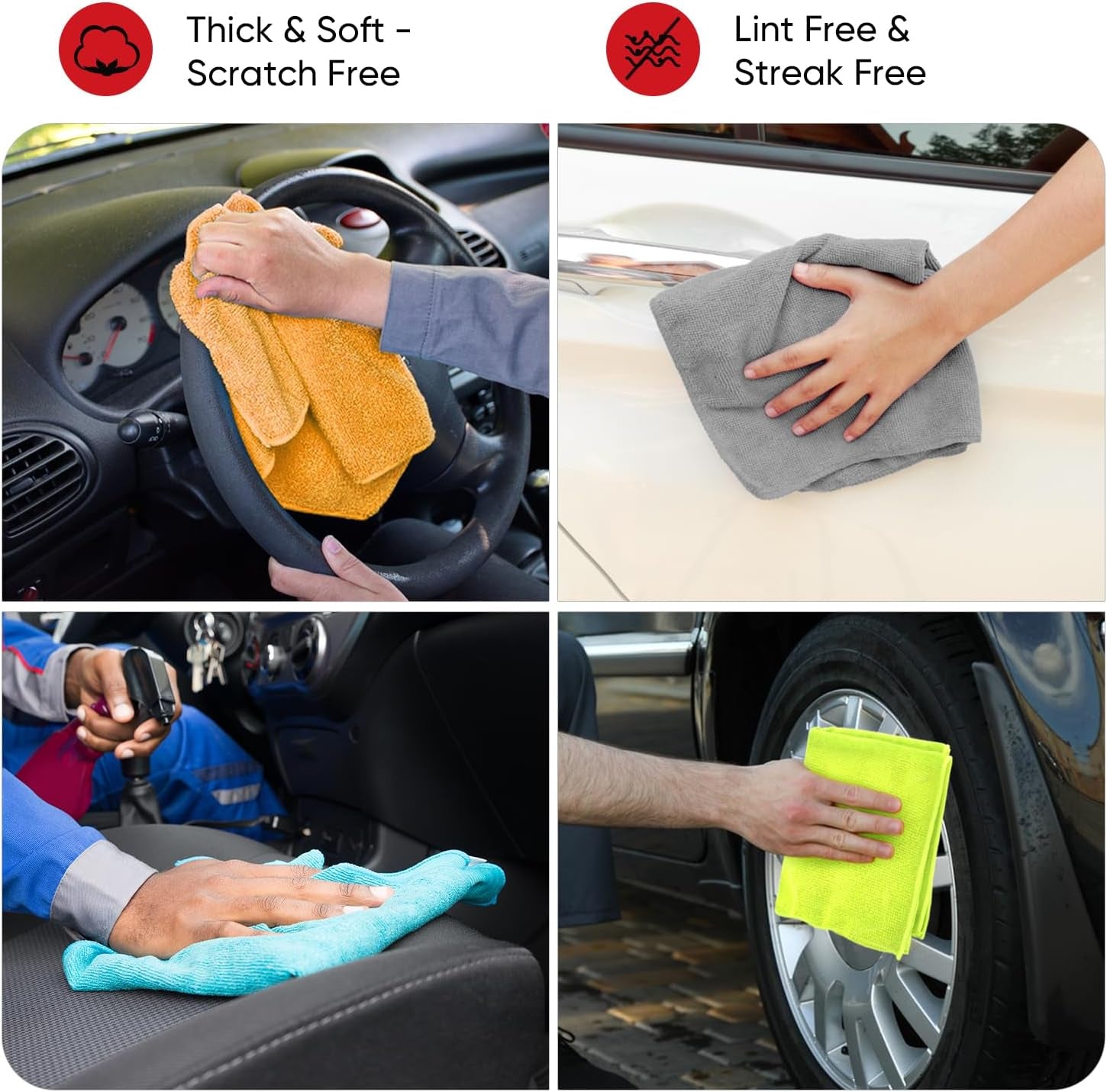 Microfiber Cleaning Cloths 24 Pack, Soft Microfiber Towel, Absorbent Cleaning Cloths, Premium Lint Free Wash Cloths for House, Kitchen, Car, 12Inx16In