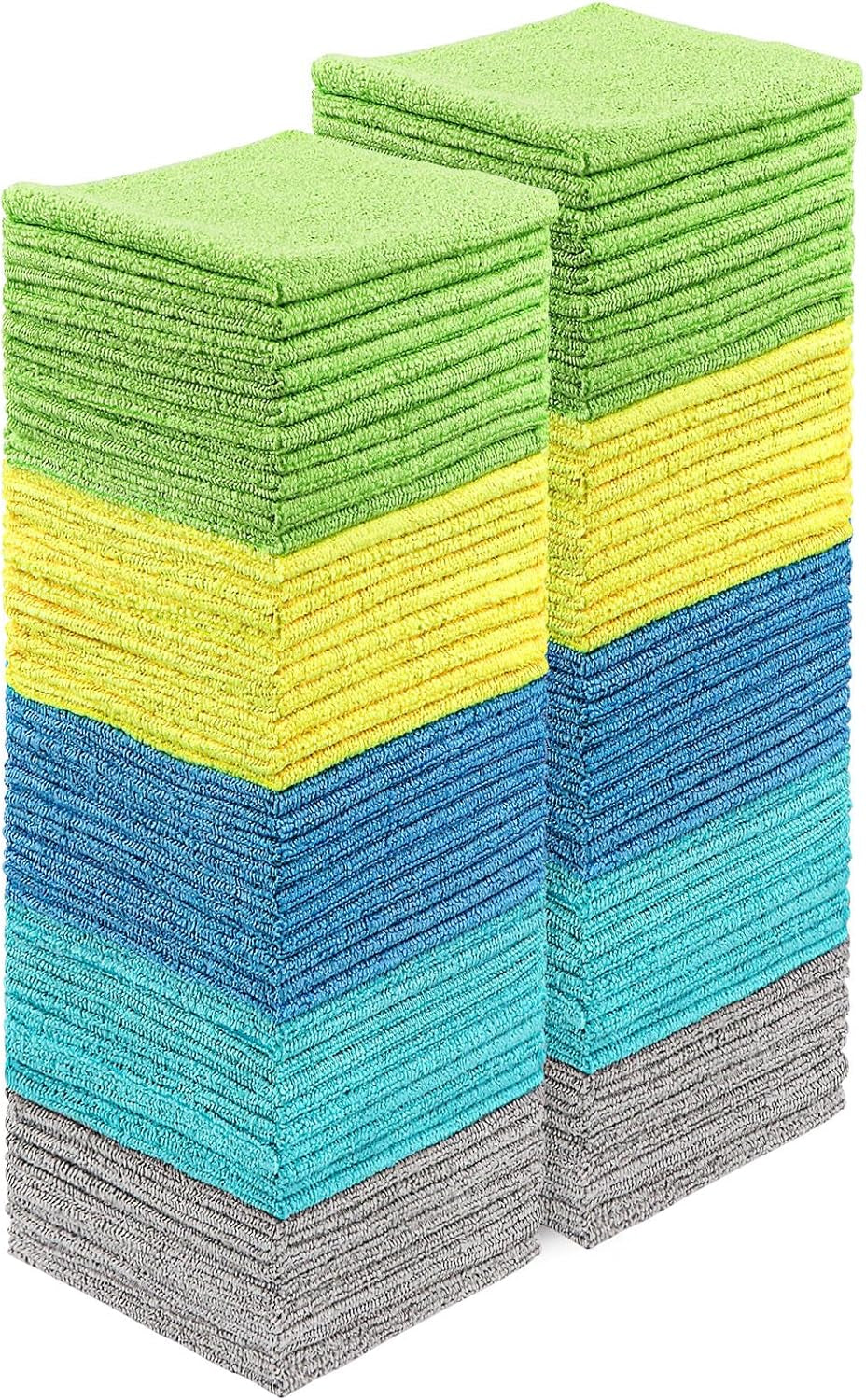 Microfiber Cleaning Cloths 100 Pack, Highly Absorbent Cleaning Towels, Lint Free & Scratch-Free Cleaning Rags for House, Kitchen and Car, Multi-Color Microfiber Towels 11.5 X 11.5 Inch