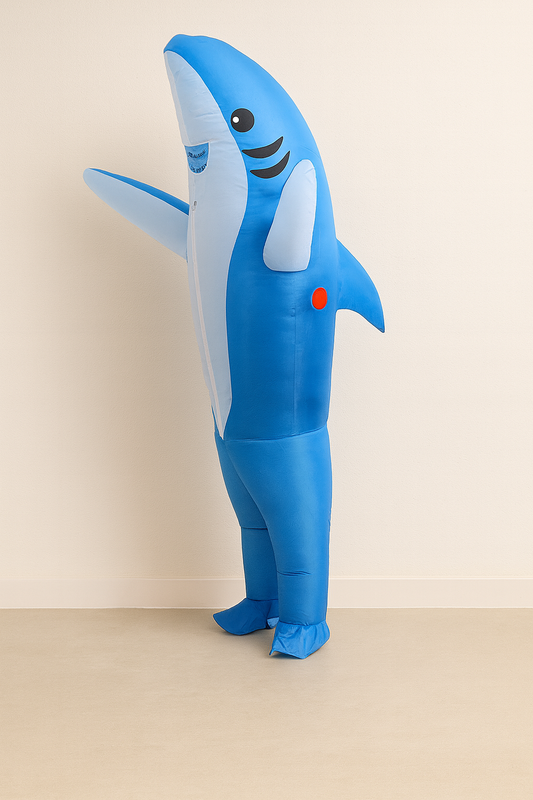 2 Sizes, Cute Unique Standing Shark Design Inflatable Suit, Halloween Christmas Play Inflatable Costume Props