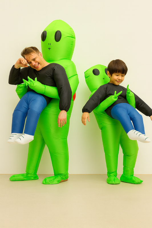Alien Inflatable Suit Alien Monster Inflatable Costume Scary Green Alien Cosplay Costume for Kids and Adults