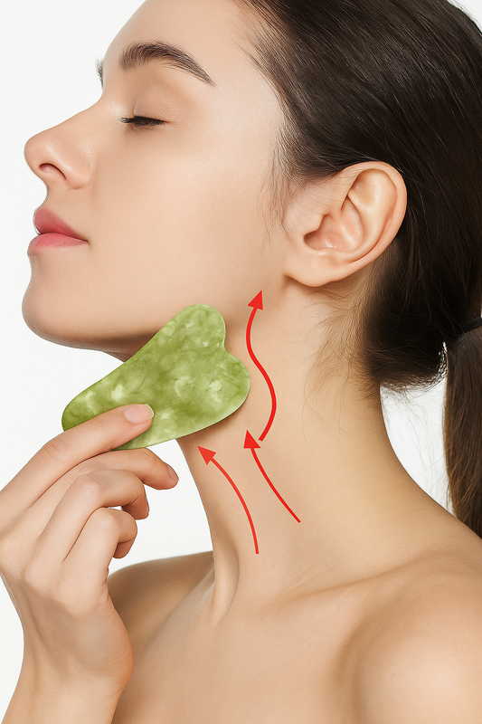Natural Jade & Rose Quartz Gua Sha Scraper For Face Lifting & Wrinkle Remover