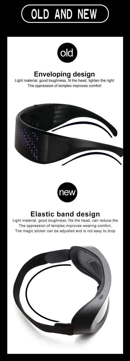 Shining Full-Color LED Glasses Bluetooth App Control Programmable Dynamic Luminous Light up Glasses for Halloween