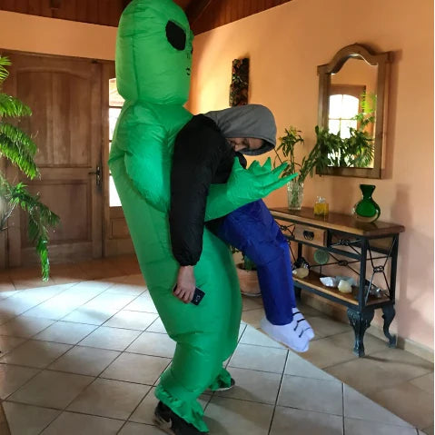 Alien Inflatable Suit Alien Monster Inflatable Costume Scary Green Alien Cosplay Costume for Kids and Adults 