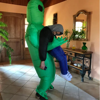 Alien Inflatable Suit Alien Monster Inflatable Costume Scary Green Alien Cosplay Costume for Kids and Adults 