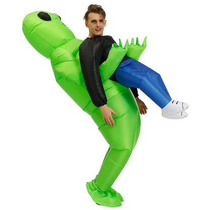 Alien Inflatable Suit Alien Monster Inflatable Costume Scary Green Alien Cosplay Costume for Kids and Adults 