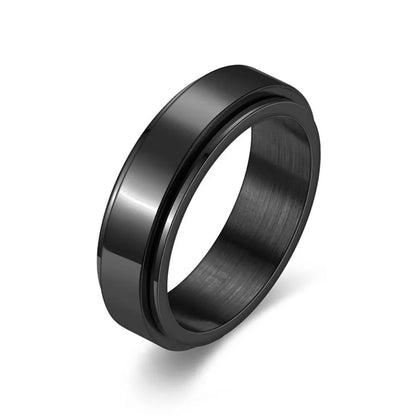 Anxiety Fidget Spinner Stainless Steel Black Rings Simple Titanium Steel Ring for Men Women High Quality anti Stress Jewelry