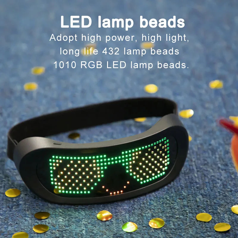 Shining Full-Color LED Glasses Bluetooth App Control Programmable Dynamic Luminous Light up Glasses for Raves Festivals Party