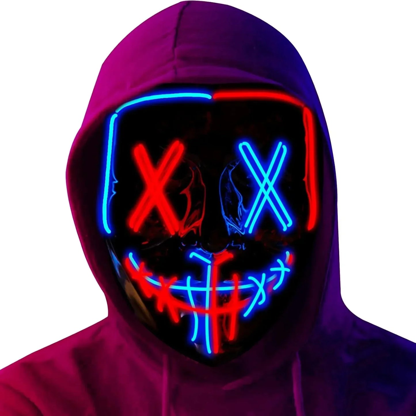 Poptrend Halloween Mask LED Light up Mask Scary Mask for Festival Cosplay Halloween Costume Masquerade Parties Carnival Gift