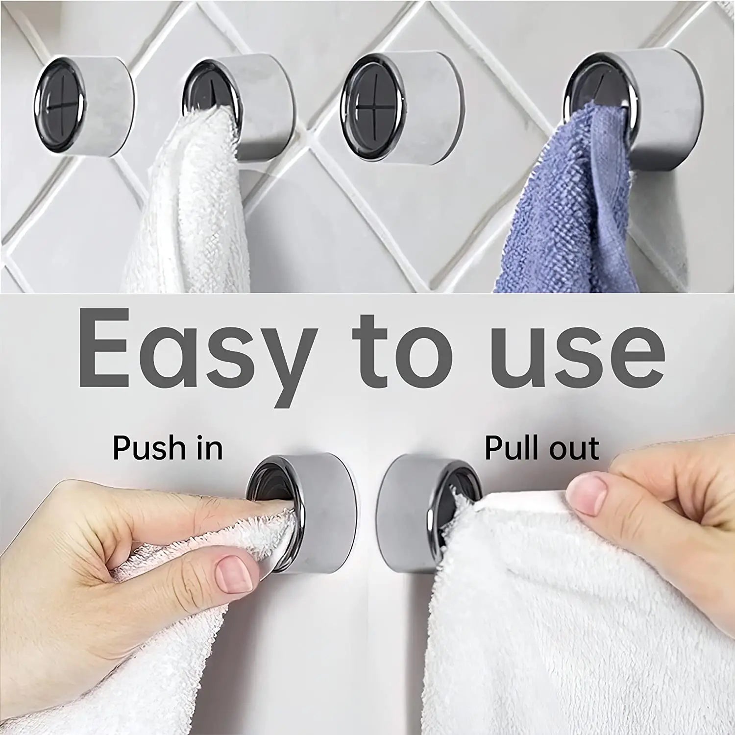 Kitchen Towel Hook Towel Plug Holder Free Punch round Self Adhesive Towel Holder Towel Dish Towel Rack Kitchen Bathroom Tools