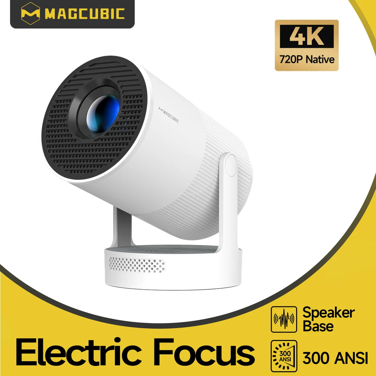 Electronic Focus HY300 Ultra Portable 4K Projector with Speaker 300ANSI Outdoor Movie Android11 BT5.4 Camping Projector