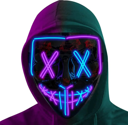 Poptrend Halloween Mask LED Light up Mask Scary Mask for Festival Cosplay Halloween Costume Masquerade Parties Carnival Gift