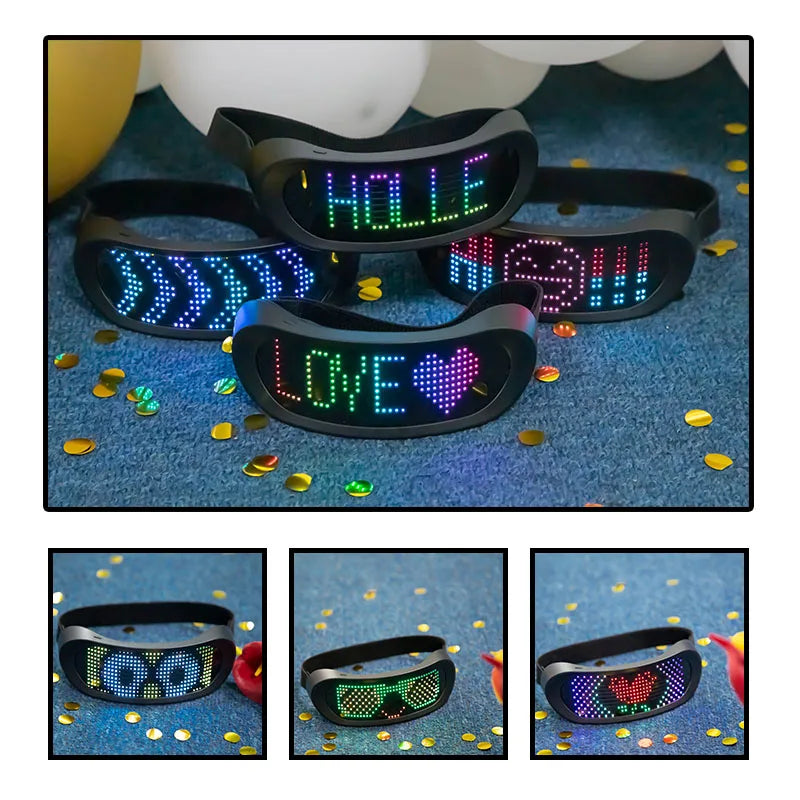 Shining Full-Color LED Glasses Bluetooth App Control Programmable Dynamic Luminous Light up Glasses for Raves Festivals Party