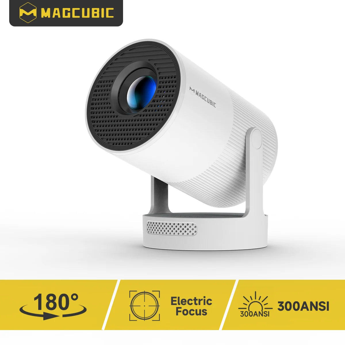 Electronic Focus HY300 Ultra Portable 4K Projector with Speaker 300ANSI Outdoor Movie Android11 BT5.4 Camping Projector