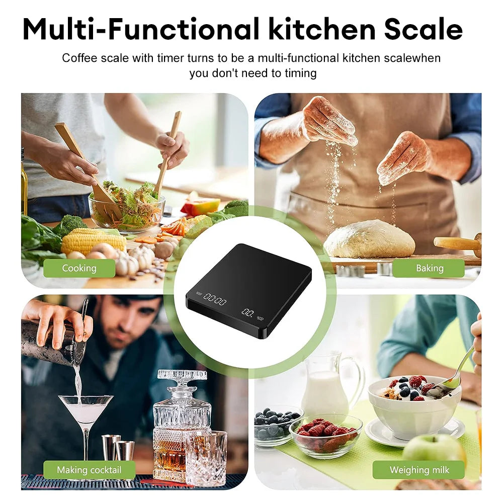 Digital Coffee Scale Measures in OZ/ML/G 0.1G Accuracy