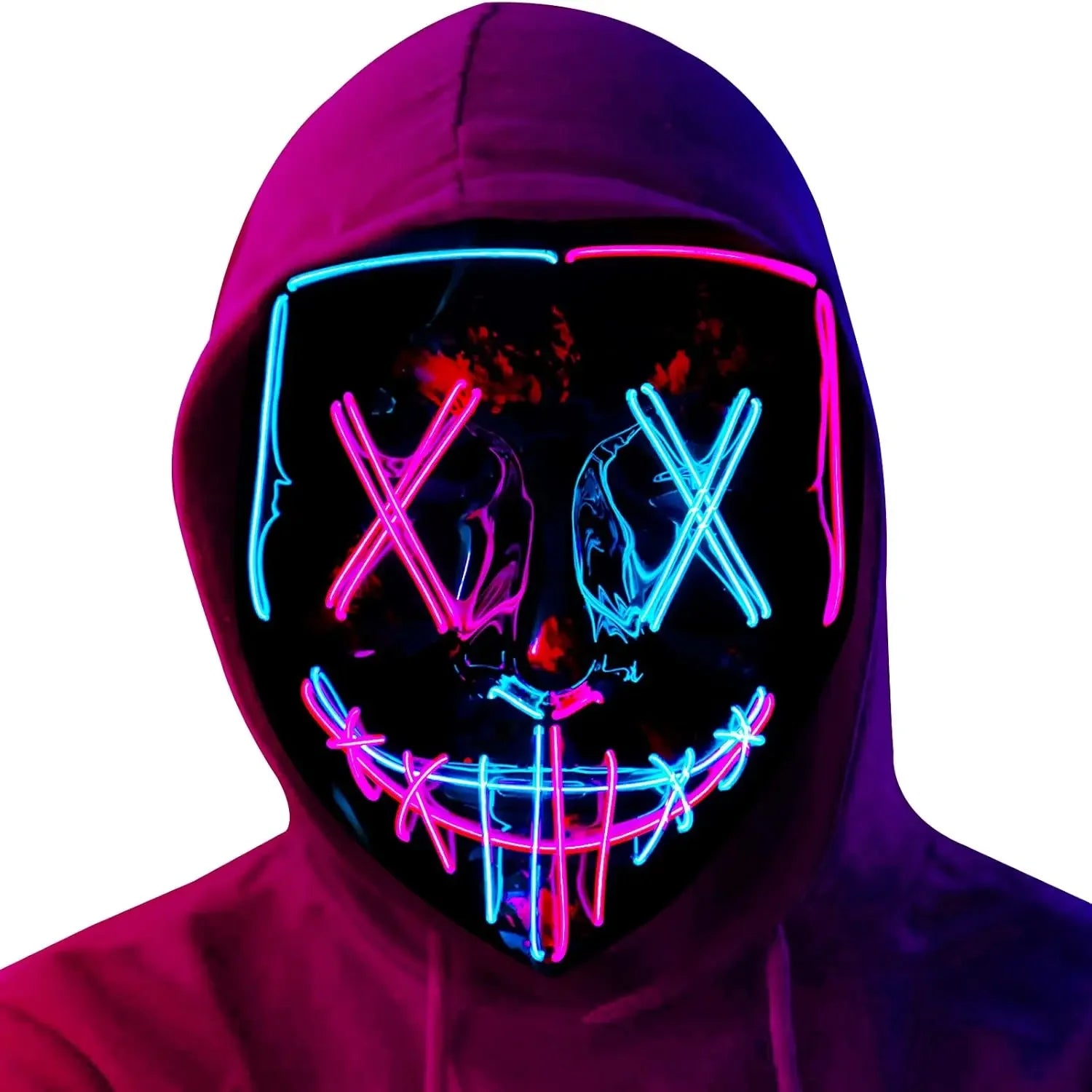 Poptrend Halloween Mask LED Light up Mask Scary Mask for Festival Cosplay Halloween Costume Masquerade Parties Carnival Gift