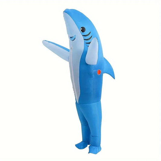 2 Sizes, Cute Unique Standing Shark Design Inflatable Suit, Halloween Christmas Play Inflatable Costume Props