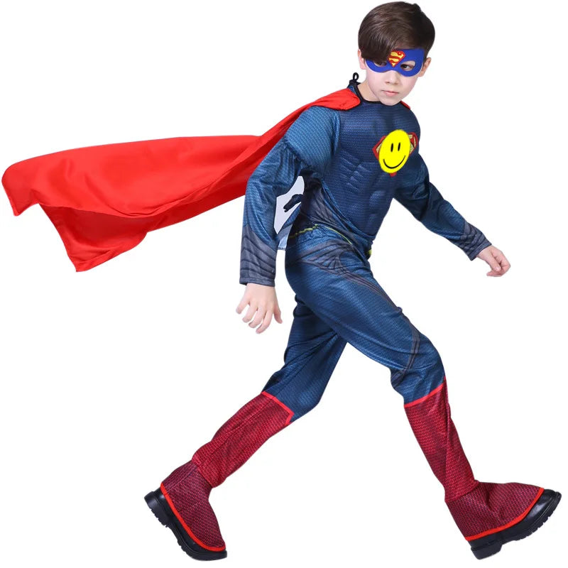 Superman Costume for Children Muscle Cosplay Jumpsuit costume for Child 