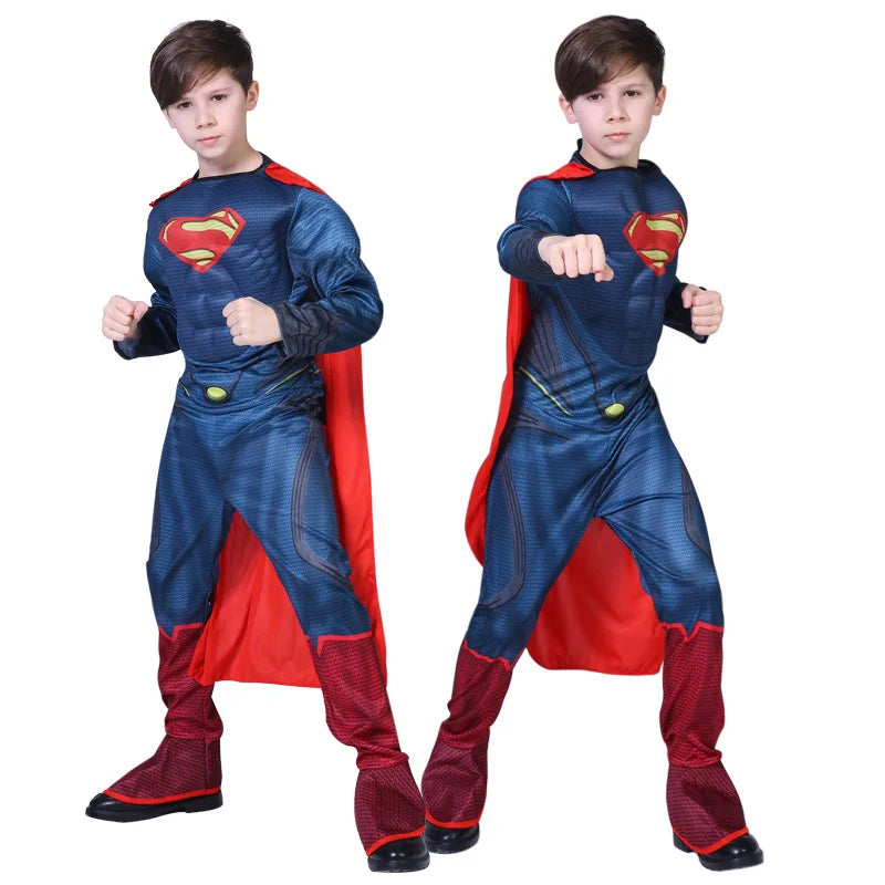 Superman Costume for Children Muscle Cosplay Jumpsuit costume for Child 