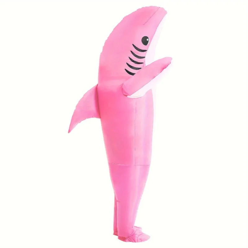 2 Sizes, Cute Unique Standing Shark Design Inflatable Suit, Halloween Christmas Play Inflatable Costume Props