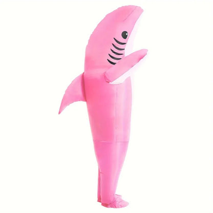 2 Sizes, Cute Unique Standing Shark Design Inflatable Suit, Halloween Christmas Play Inflatable Costume Props
