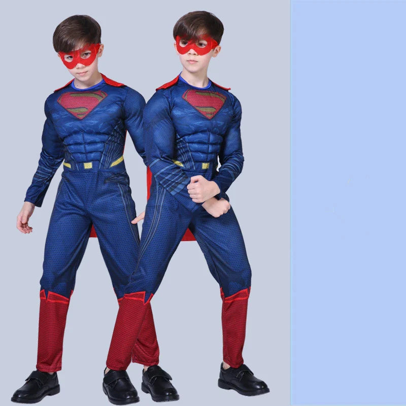 Superman Costume for Children Muscle Cosplay Jumpsuit costume for Child 