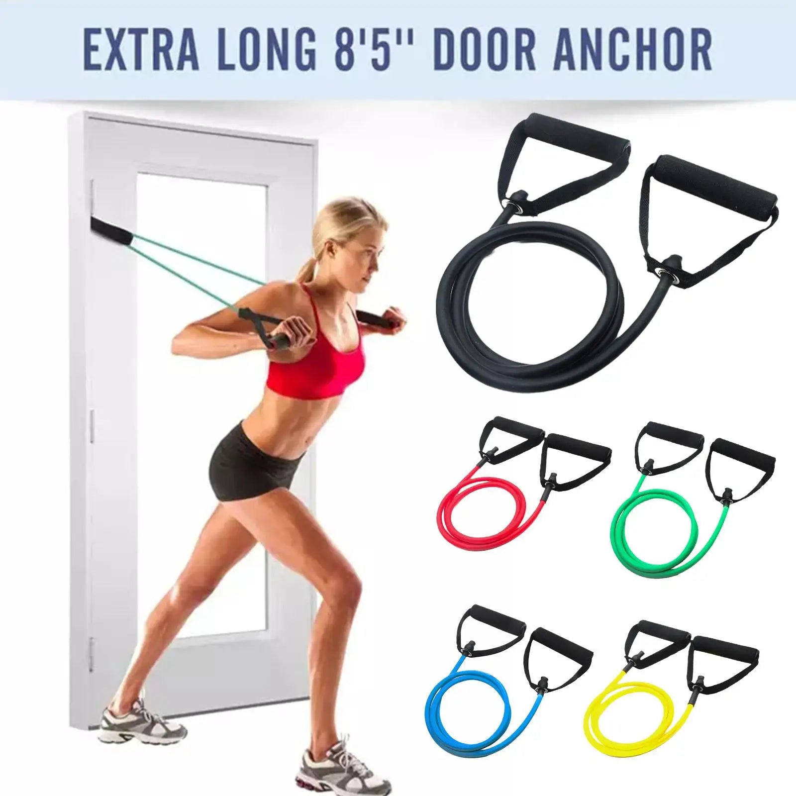 5 Levels Resistance Bands with Handles Yoga Pull Rope Elastic Fitness Exercise Tube Band for Home Workouts Strength Trainin D1Z5