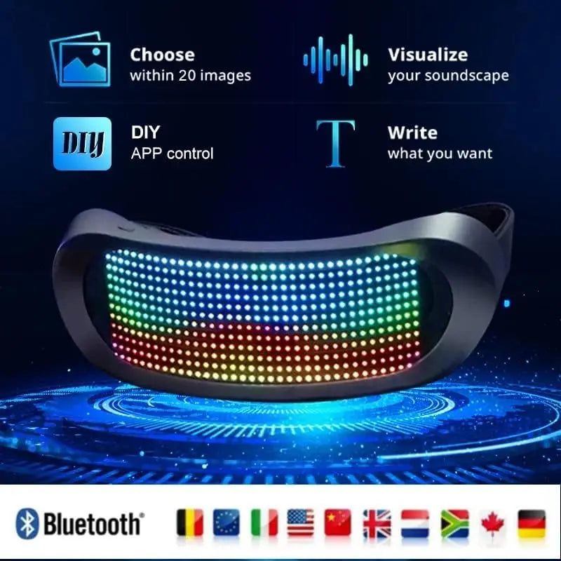Shining Full-Color LED Glasses Bluetooth App Control Programmable Dynamic Luminous Light up Glasses for Raves Festivals Party