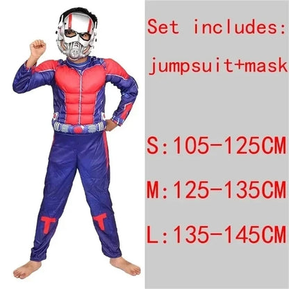 Superhero Spider Man Captain America Iron Man Thor Hulk Batman Cosplay Costume Muscle Bodysuit Jumpsuit for Kids Halloween Party