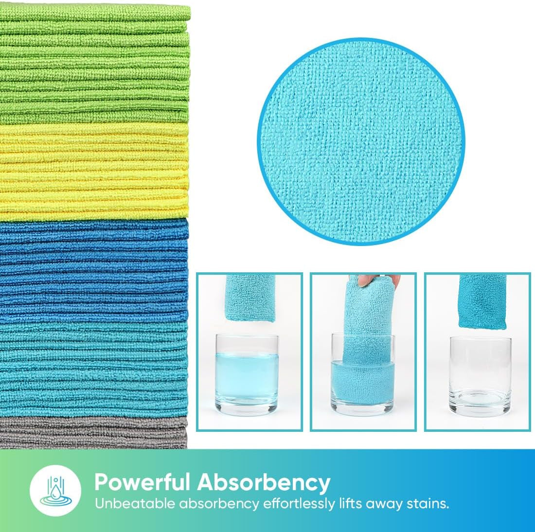 Microfiber Cleaning Cloths 100 Pack, Highly Absorbent Cleaning Towels, Lint Free & Scratch-Free Cleaning Rags for House, Kitchen and Car, Multi-Color Microfiber Towels 11.5 X 11.5 Inch
