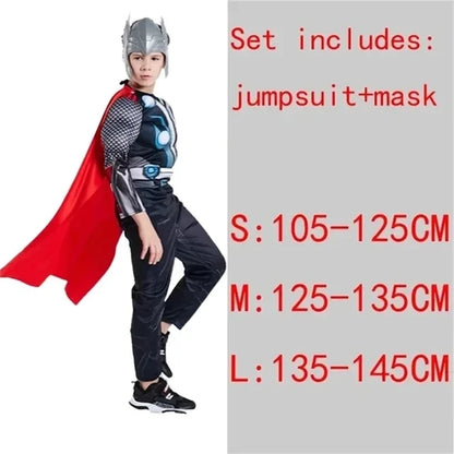 Superhero Spider Man Captain America Iron Man Thor Hulk Batman Cosplay Costume Muscle Bodysuit Jumpsuit for Kids Halloween Party