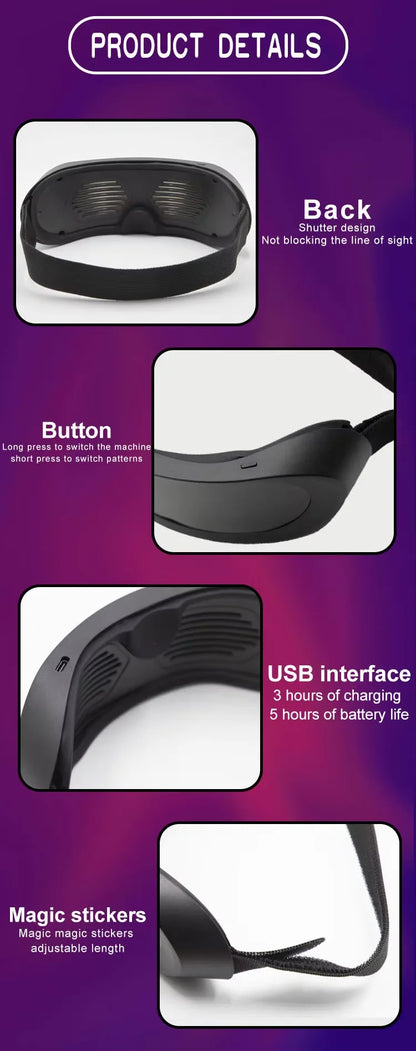 Shining Full-Color LED Glasses Bluetooth App Control Programmable Dynamic Luminous Light up Glasses for Halloween